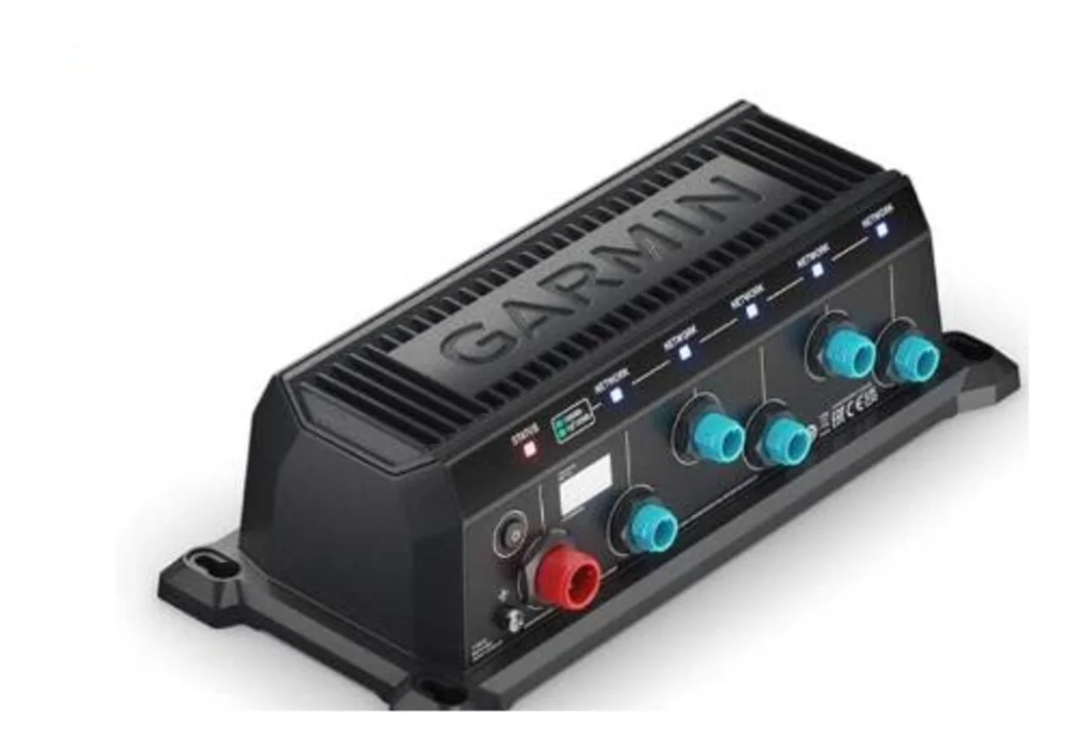 The Garmin BlueNet 20 Switch, showing its compact NMEA-2000-style network ports